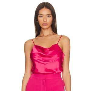 Cinq a Sept Marta Silk Cami Neon Pink Size Small NWOT